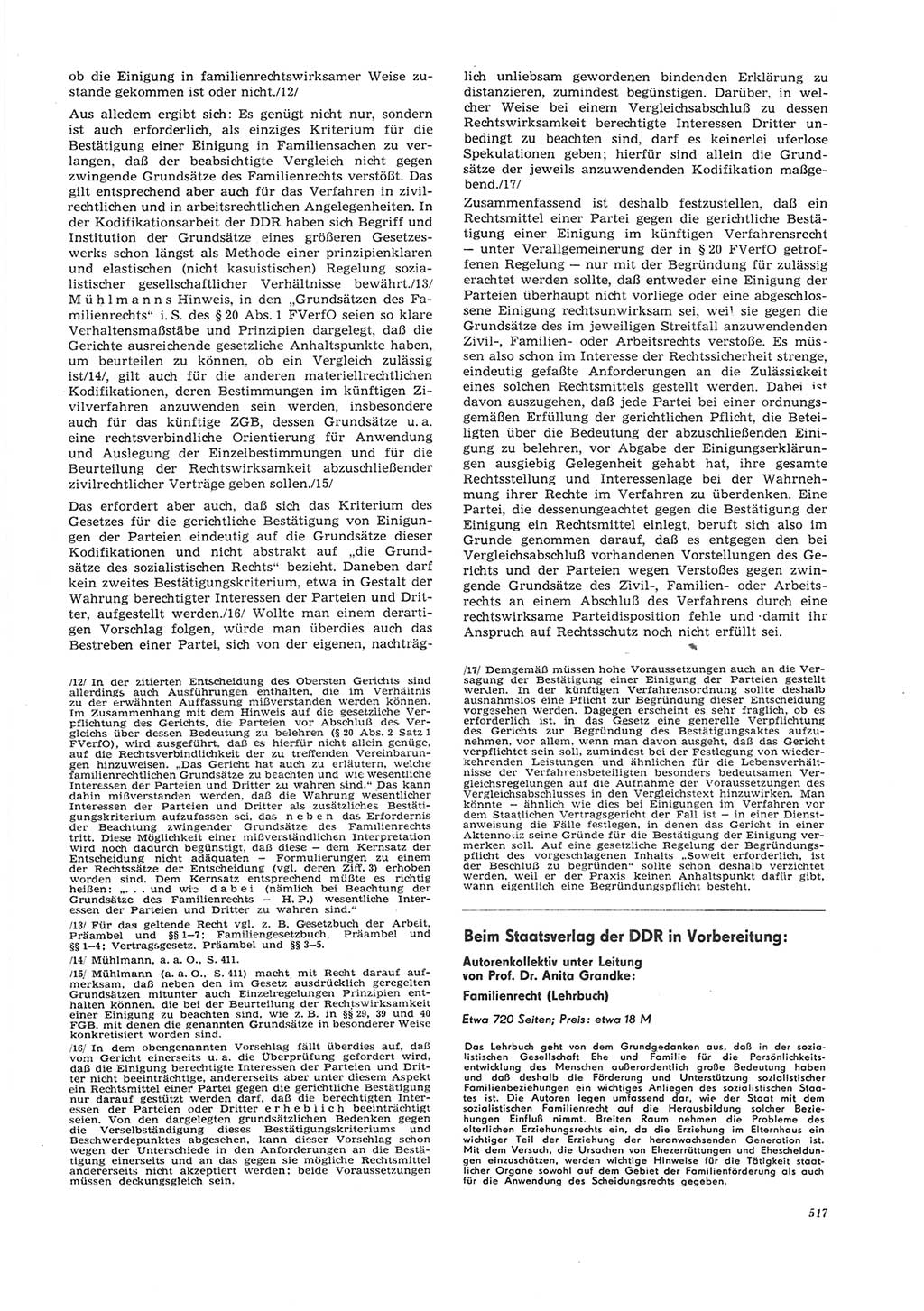 Neue Justiz (NJ), Zeitschrift für Recht und Rechtswissenschaft [Deutsche Demokratische Republik (DDR)], 26. Jahrgang 1972, Seite 517 (NJ DDR 1972, S. 517)