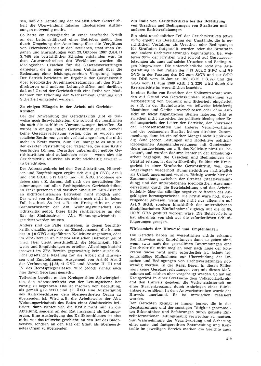 Neue Justiz (NJ), Zeitschrift für Recht und Rechtswissenschaft [Deutsche Demokratische Republik (DDR)], 26. Jahrgang 1972, Seite 519 (NJ DDR 1972, S. 519)