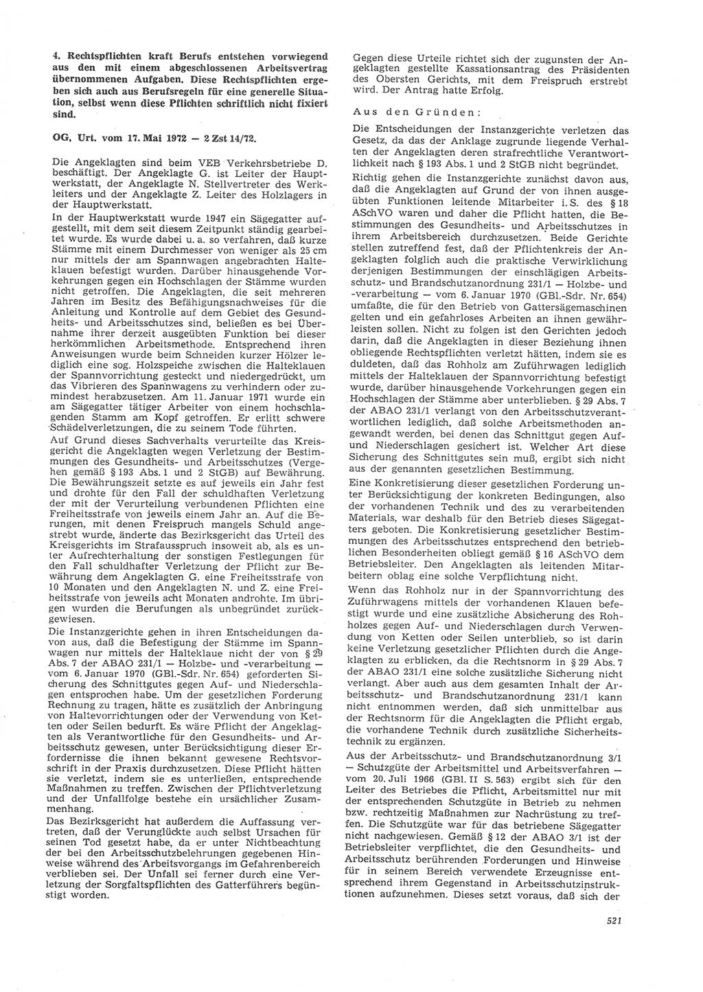 Neue Justiz (NJ), Zeitschrift für Recht und Rechtswissenschaft [Deutsche Demokratische Republik (DDR)], 26. Jahrgang 1972, Seite 521 (NJ DDR 1972, S. 521)