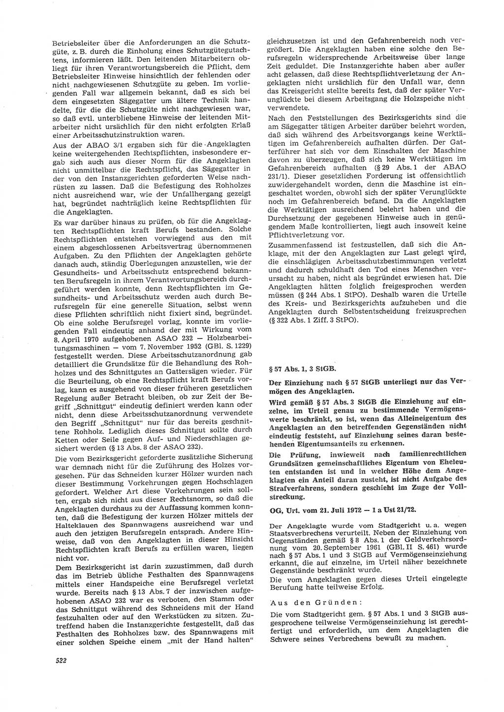 Neue Justiz (NJ), Zeitschrift für Recht und Rechtswissenschaft [Deutsche Demokratische Republik (DDR)], 26. Jahrgang 1972, Seite 522 (NJ DDR 1972, S. 522)