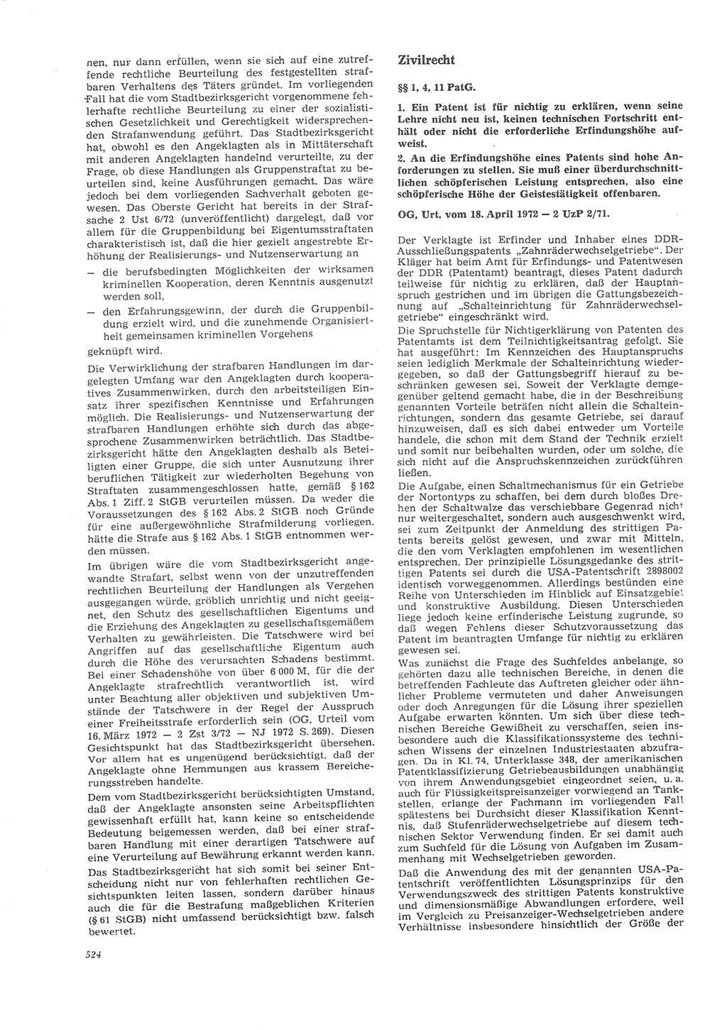 Neue Justiz (NJ), Zeitschrift für Recht und Rechtswissenschaft [Deutsche Demokratische Republik (DDR)], 26. Jahrgang 1972, Seite 524 (NJ DDR 1972, S. 524)