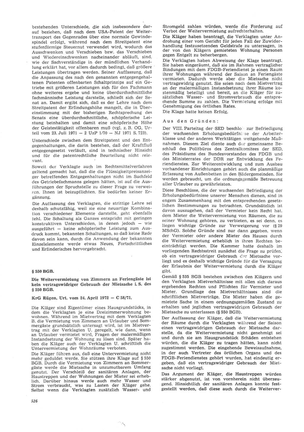 Neue Justiz (NJ), Zeitschrift für Recht und Rechtswissenschaft [Deutsche Demokratische Republik (DDR)], 26. Jahrgang 1972, Seite 526 (NJ DDR 1972, S. 526)