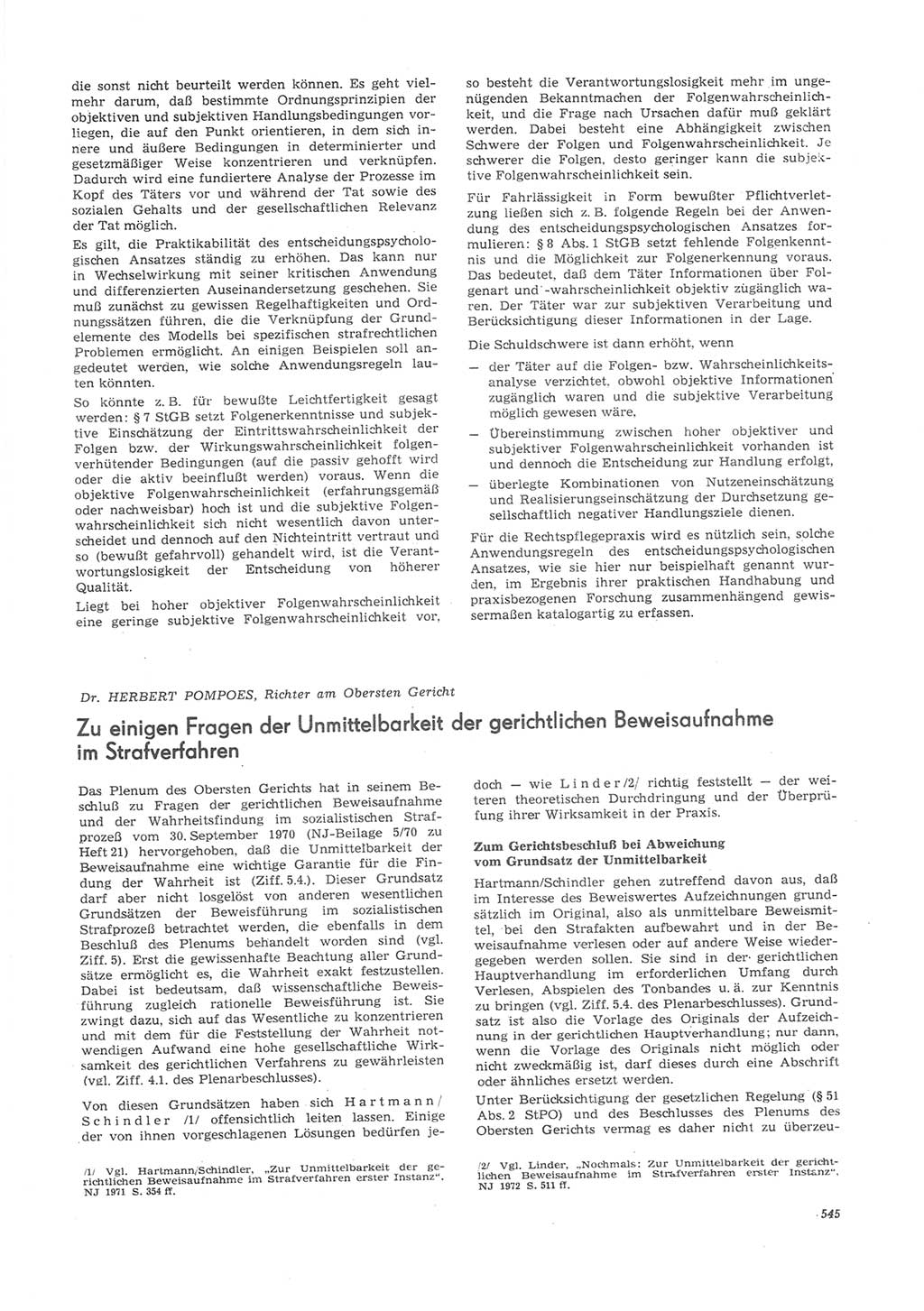 Neue Justiz (NJ), Zeitschrift für Recht und Rechtswissenschaft [Deutsche Demokratische Republik (DDR)], 26. Jahrgang 1972, Seite 545 (NJ DDR 1972, S. 545)