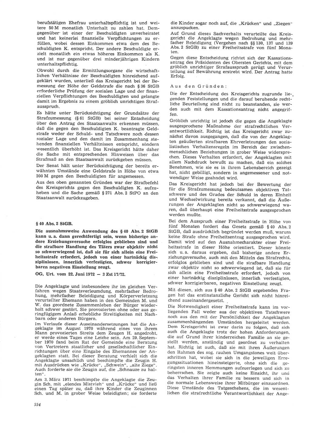 Neue Justiz (NJ), Zeitschrift für Recht und Rechtswissenschaft [Deutsche Demokratische Republik (DDR)], 26. Jahrgang 1972, Seite 554 (NJ DDR 1972, S. 554)