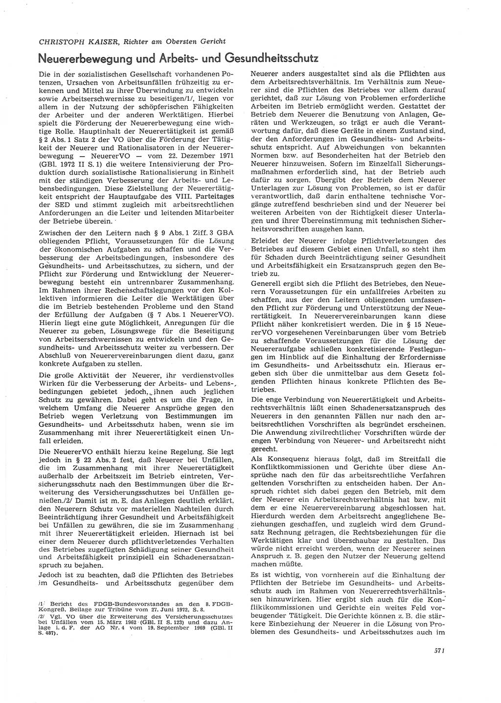 Neue Justiz (NJ), Zeitschrift für Recht und Rechtswissenschaft [Deutsche Demokratische Republik (DDR)], 26. Jahrgang 1972, Seite 571 (NJ DDR 1972, S. 571)
