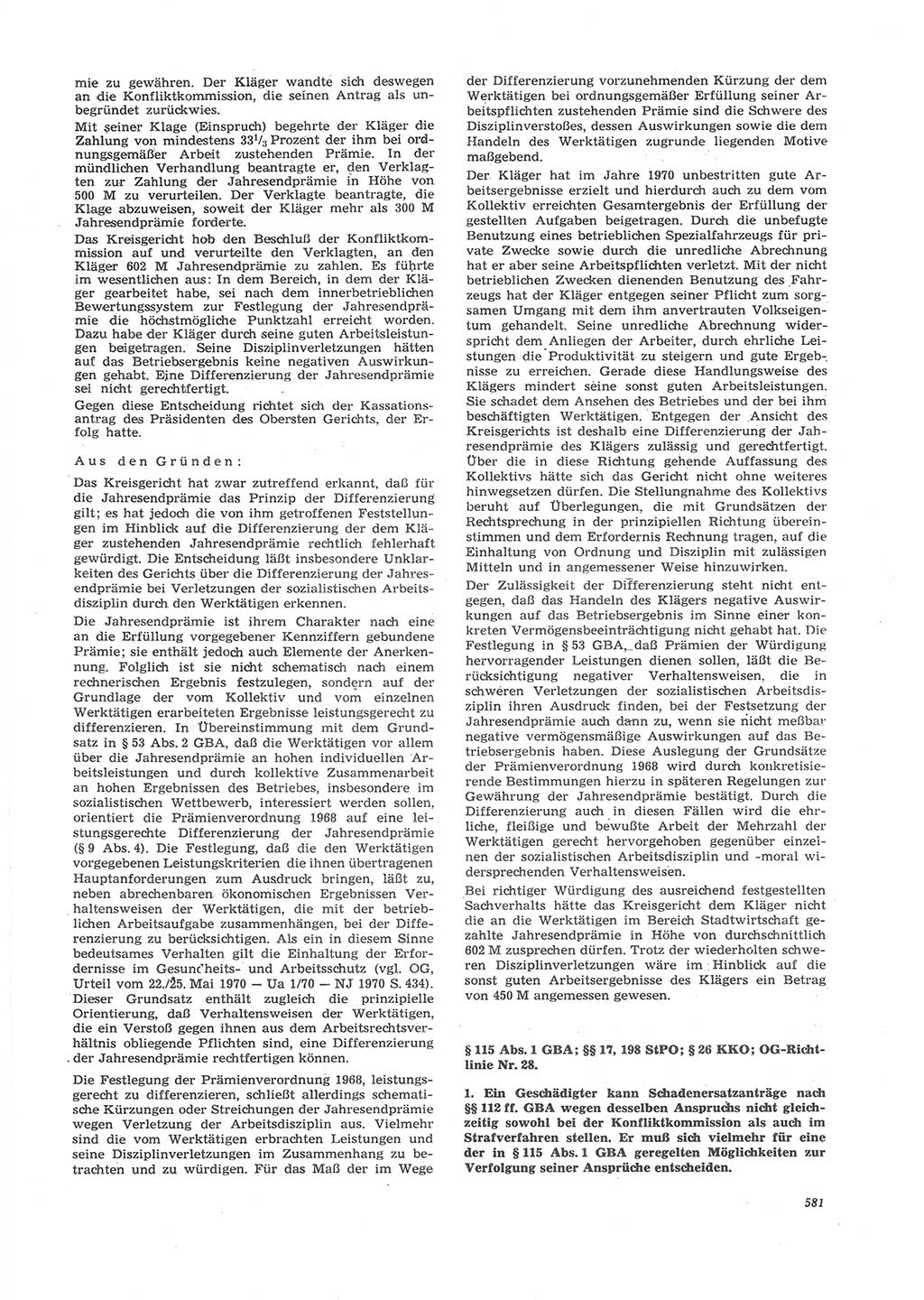 Neue Justiz (NJ), Zeitschrift für Recht und Rechtswissenschaft [Deutsche Demokratische Republik (DDR)], 26. Jahrgang 1972, Seite 581 (NJ DDR 1972, S. 581)