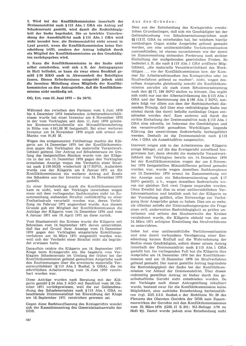 Neue Justiz (NJ), Zeitschrift für Recht und Rechtswissenschaft [Deutsche Demokratische Republik (DDR)], 26. Jahrgang 1972, Seite 582 (NJ DDR 1972, S. 582)