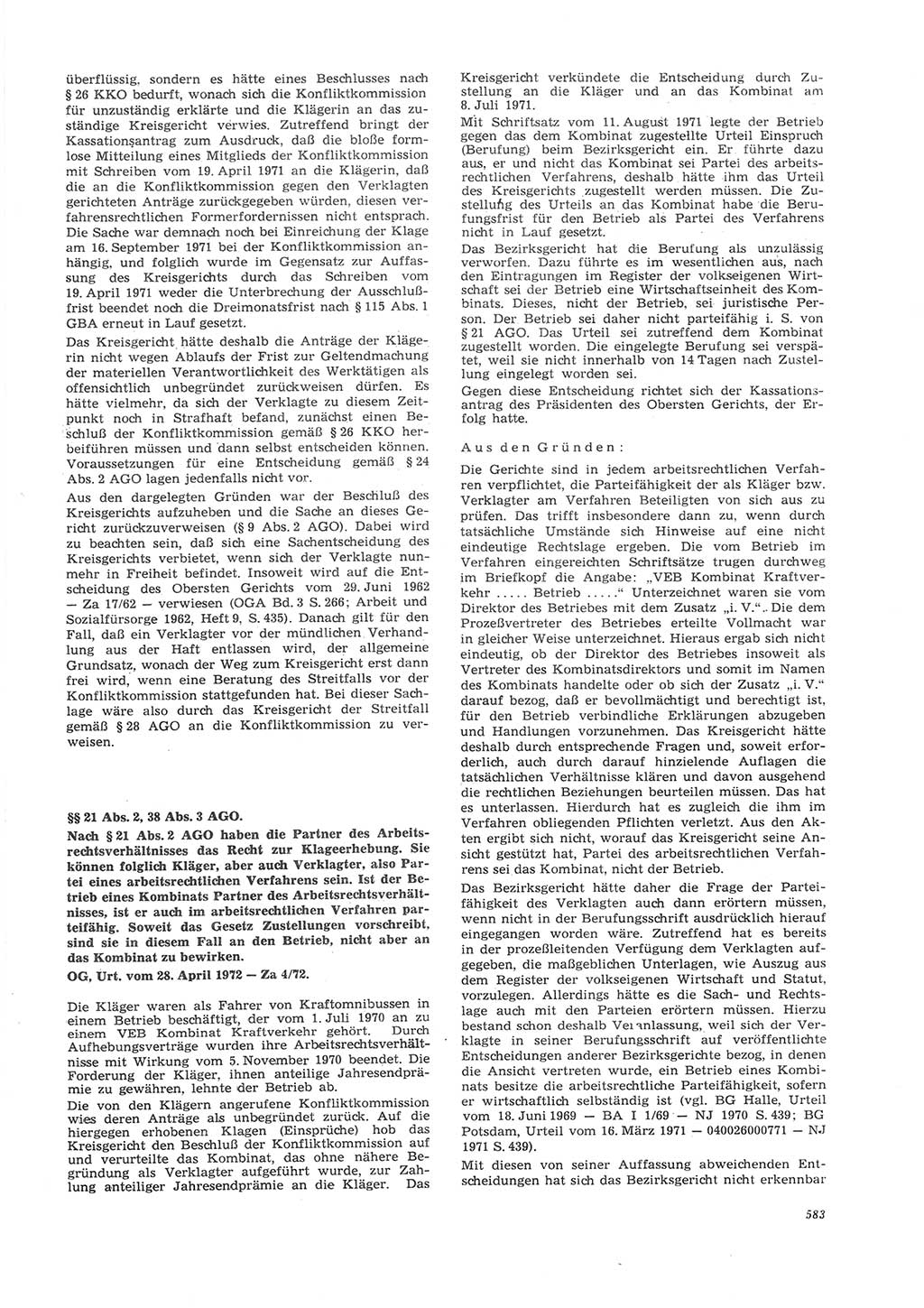 Neue Justiz (NJ), Zeitschrift für Recht und Rechtswissenschaft [Deutsche Demokratische Republik (DDR)], 26. Jahrgang 1972, Seite 583 (NJ DDR 1972, S. 583)