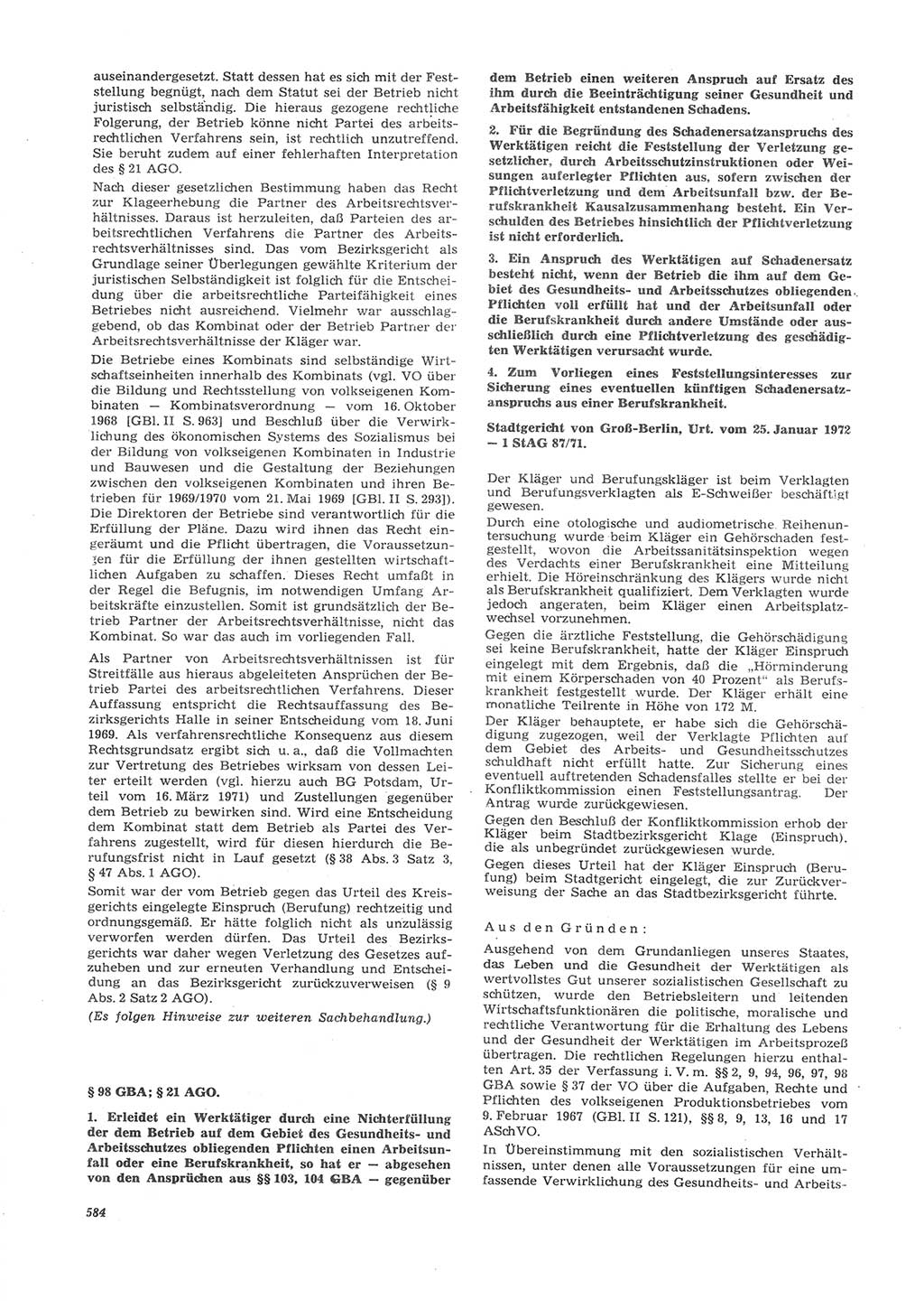 Neue Justiz (NJ), Zeitschrift für Recht und Rechtswissenschaft [Deutsche Demokratische Republik (DDR)], 26. Jahrgang 1972, Seite 584 (NJ DDR 1972, S. 584)