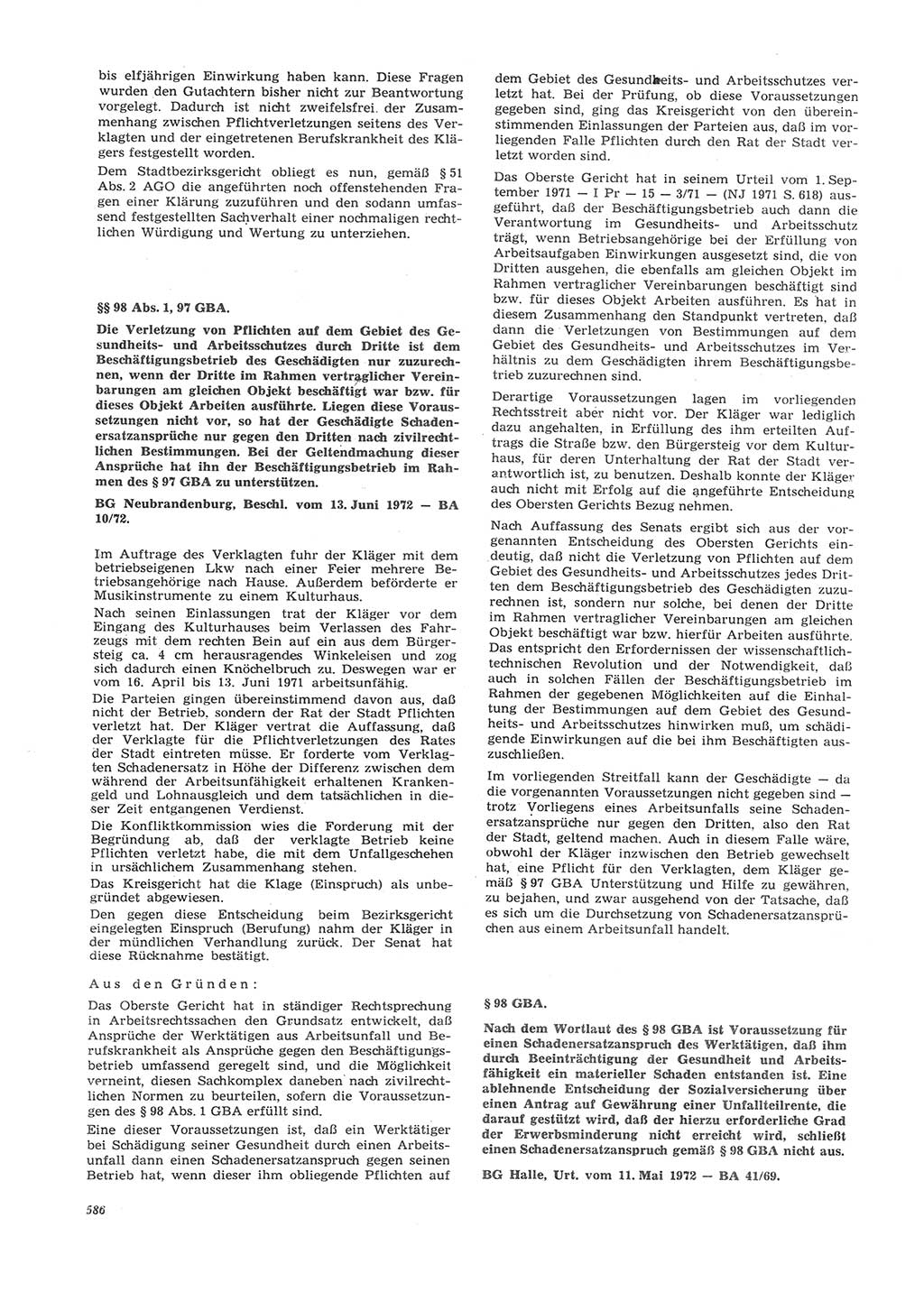 Neue Justiz (NJ), Zeitschrift für Recht und Rechtswissenschaft [Deutsche Demokratische Republik (DDR)], 26. Jahrgang 1972, Seite 586 (NJ DDR 1972, S. 586)