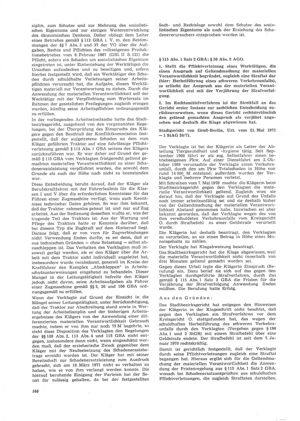 Neue Justiz (NJ), Zeitschrift für Recht und Rechtswissenschaft [Deutsche Demokratische Republik (DDR)], 26. Jahrgang 1972, Seite 588 (NJ DDR 1972, S. 588)
