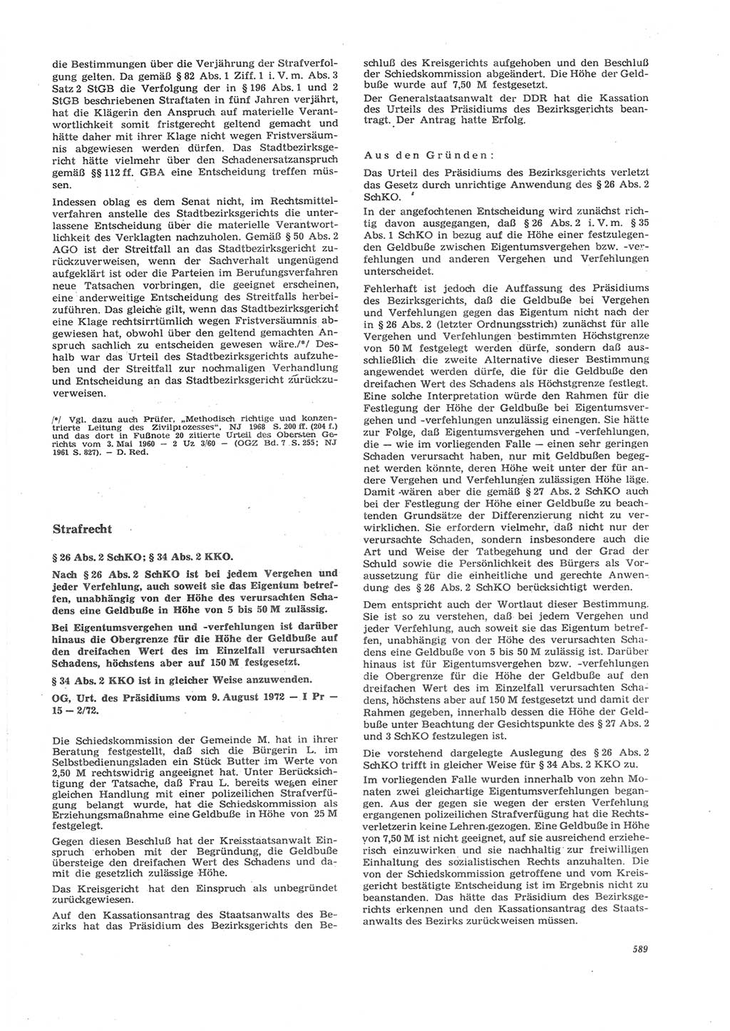 Neue Justiz (NJ), Zeitschrift für Recht und Rechtswissenschaft [Deutsche Demokratische Republik (DDR)], 26. Jahrgang 1972, Seite 589 (NJ DDR 1972, S. 589)