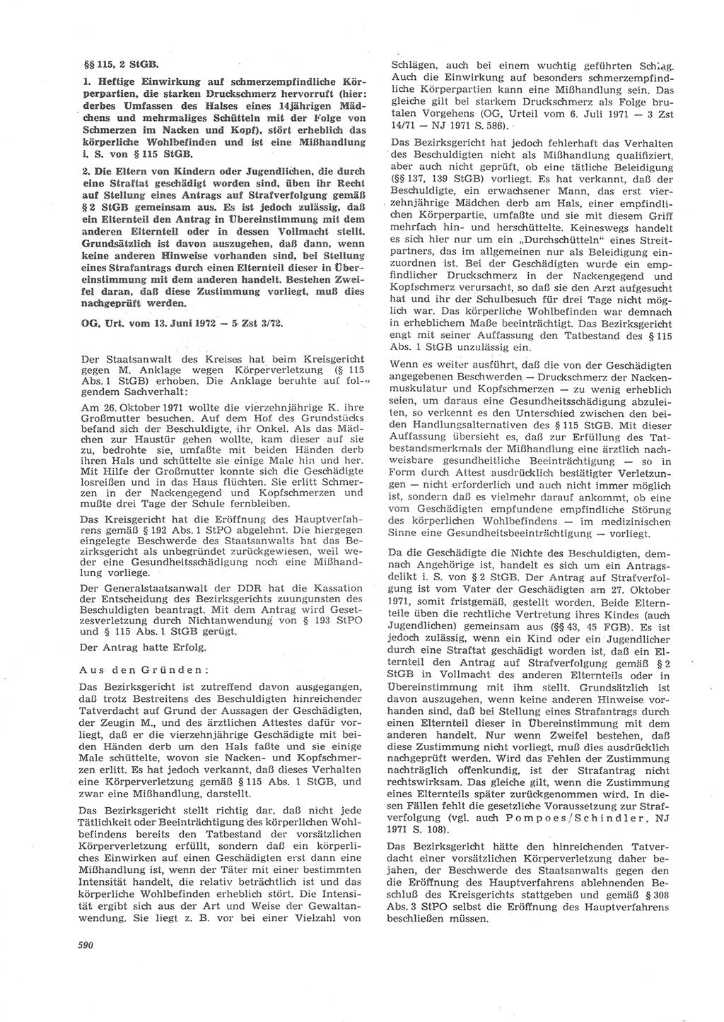 Neue Justiz (NJ), Zeitschrift für Recht und Rechtswissenschaft [Deutsche Demokratische Republik (DDR)], 26. Jahrgang 1972, Seite 590 (NJ DDR 1972, S. 590)