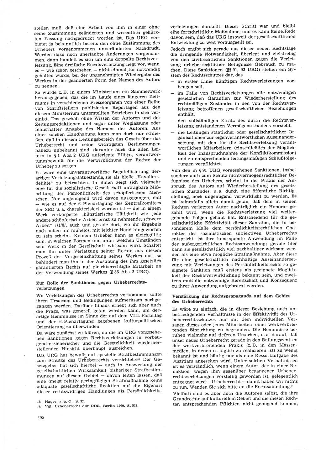 Neue Justiz (NJ), Zeitschrift für Recht und Rechtswissenschaft [Deutsche Demokratische Republik (DDR)], 26. Jahrgang 1972, Seite 598 (NJ DDR 1972, S. 598)