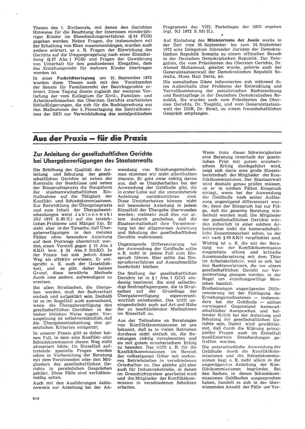 Neue Justiz (NJ), Zeitschrift für Recht und Rechtswissenschaft [Deutsche Demokratische Republik (DDR)], 26. Jahrgang 1972, Seite 614 (NJ DDR 1972, S. 614)
