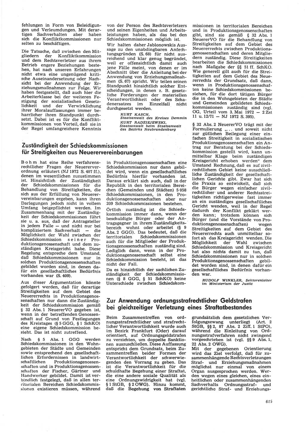 Neue Justiz (NJ), Zeitschrift für Recht und Rechtswissenschaft [Deutsche Demokratische Republik (DDR)], 26. Jahrgang 1972, Seite 615 (NJ DDR 1972, S. 615)