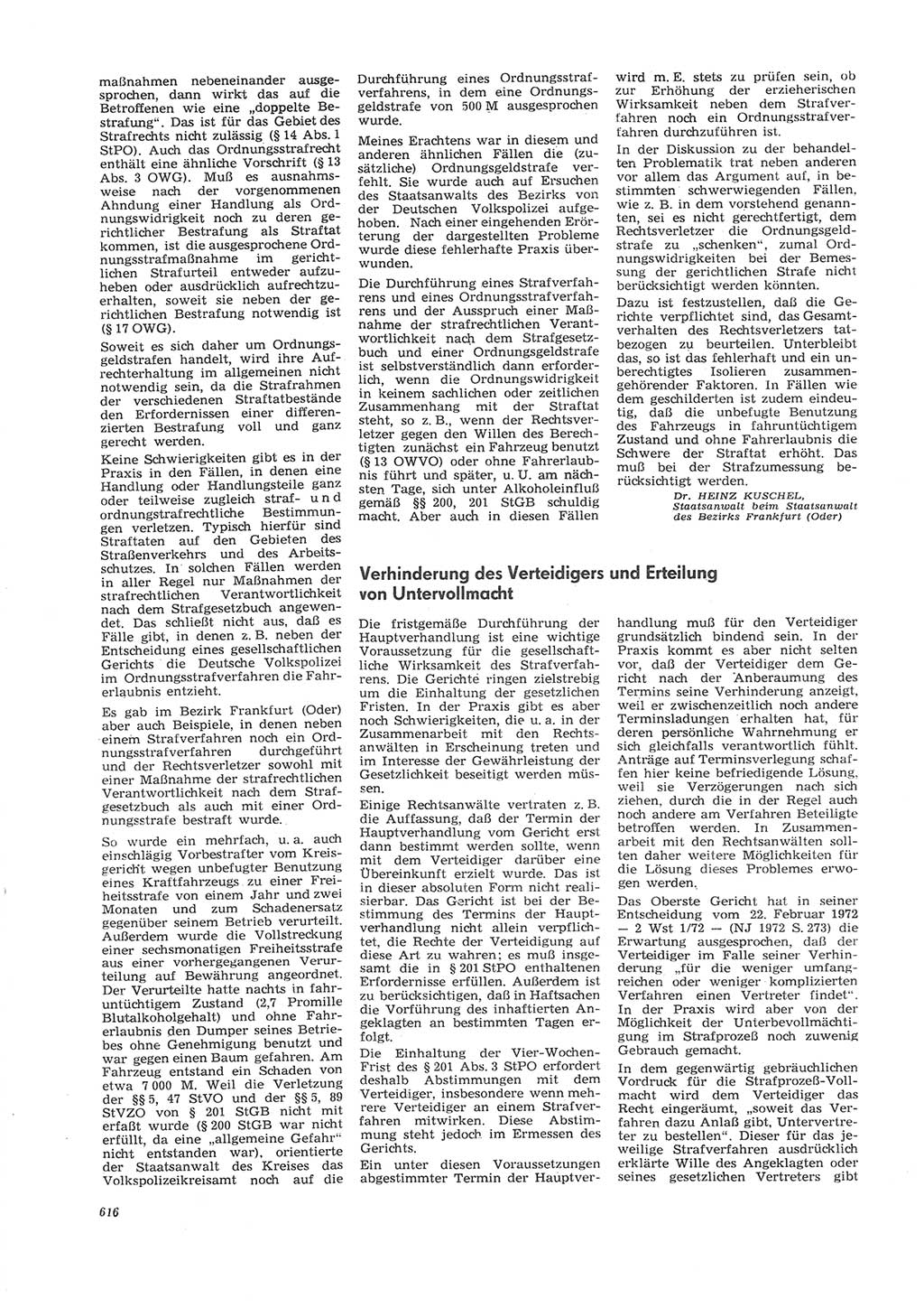 Neue Justiz (NJ), Zeitschrift für Recht und Rechtswissenschaft [Deutsche Demokratische Republik (DDR)], 26. Jahrgang 1972, Seite 616 (NJ DDR 1972, S. 616)