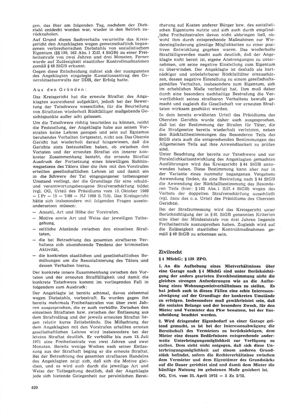 Neue Justiz (NJ), Zeitschrift für Recht und Rechtswissenschaft [Deutsche Demokratische Republik (DDR)], 26. Jahrgang 1972, Seite 620 (NJ DDR 1972, S. 620)