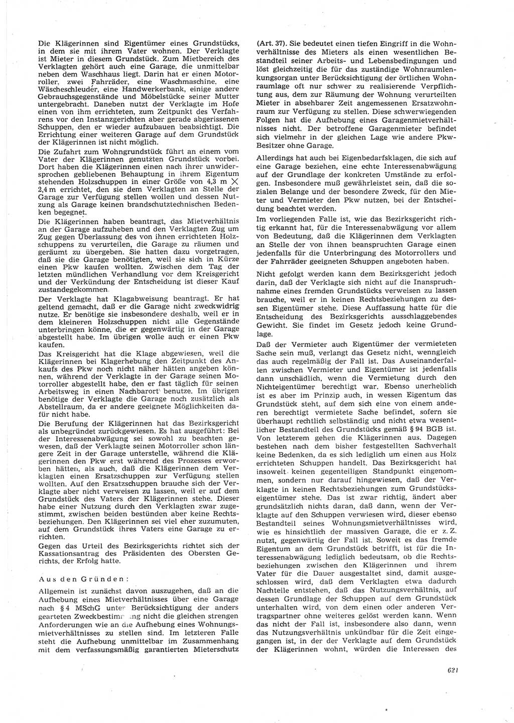 Neue Justiz (NJ), Zeitschrift für Recht und Rechtswissenschaft [Deutsche Demokratische Republik (DDR)], 26. Jahrgang 1972, Seite 621 (NJ DDR 1972, S. 621)