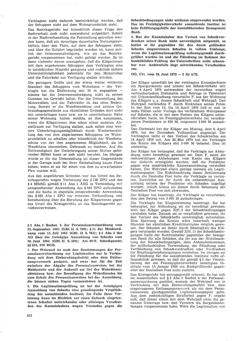 Neue Justiz (NJ), Zeitschrift für Recht und Rechtswissenschaft [Deutsche Demokratische Republik (DDR)], 26. Jahrgang 1972, Seite 622 (NJ DDR 1972, S. 622)