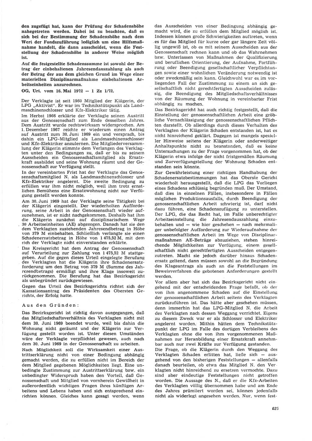 Neue Justiz (NJ), Zeitschrift für Recht und Rechtswissenschaft [Deutsche Demokratische Republik (DDR)], 26. Jahrgang 1972, Seite 625 (NJ DDR 1972, S. 625)