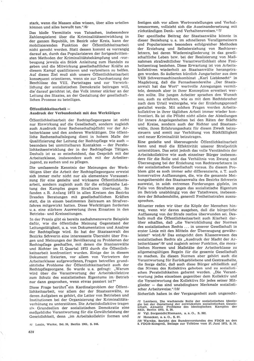 Neue Justiz (NJ), Zeitschrift für Recht und Rechtswissenschaft [Deutsche Demokratische Republik (DDR)], 26. Jahrgang 1972, Seite 628 (NJ DDR 1972, S. 628)