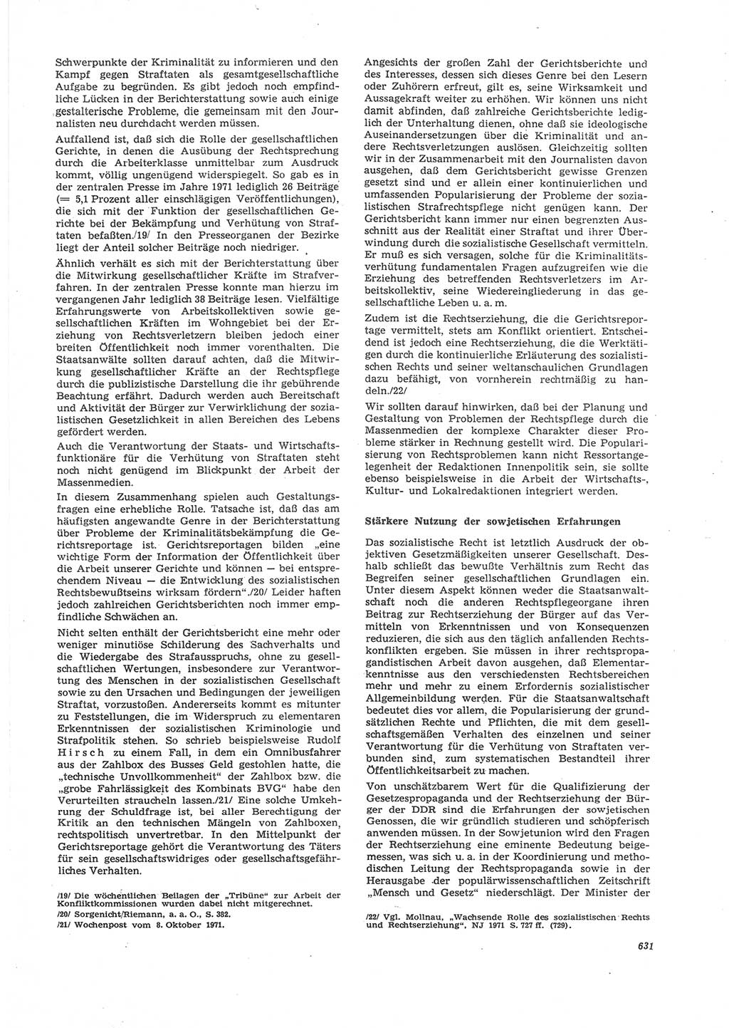 Neue Justiz (NJ), Zeitschrift für Recht und Rechtswissenschaft [Deutsche Demokratische Republik (DDR)], 26. Jahrgang 1972, Seite 631 (NJ DDR 1972, S. 631)