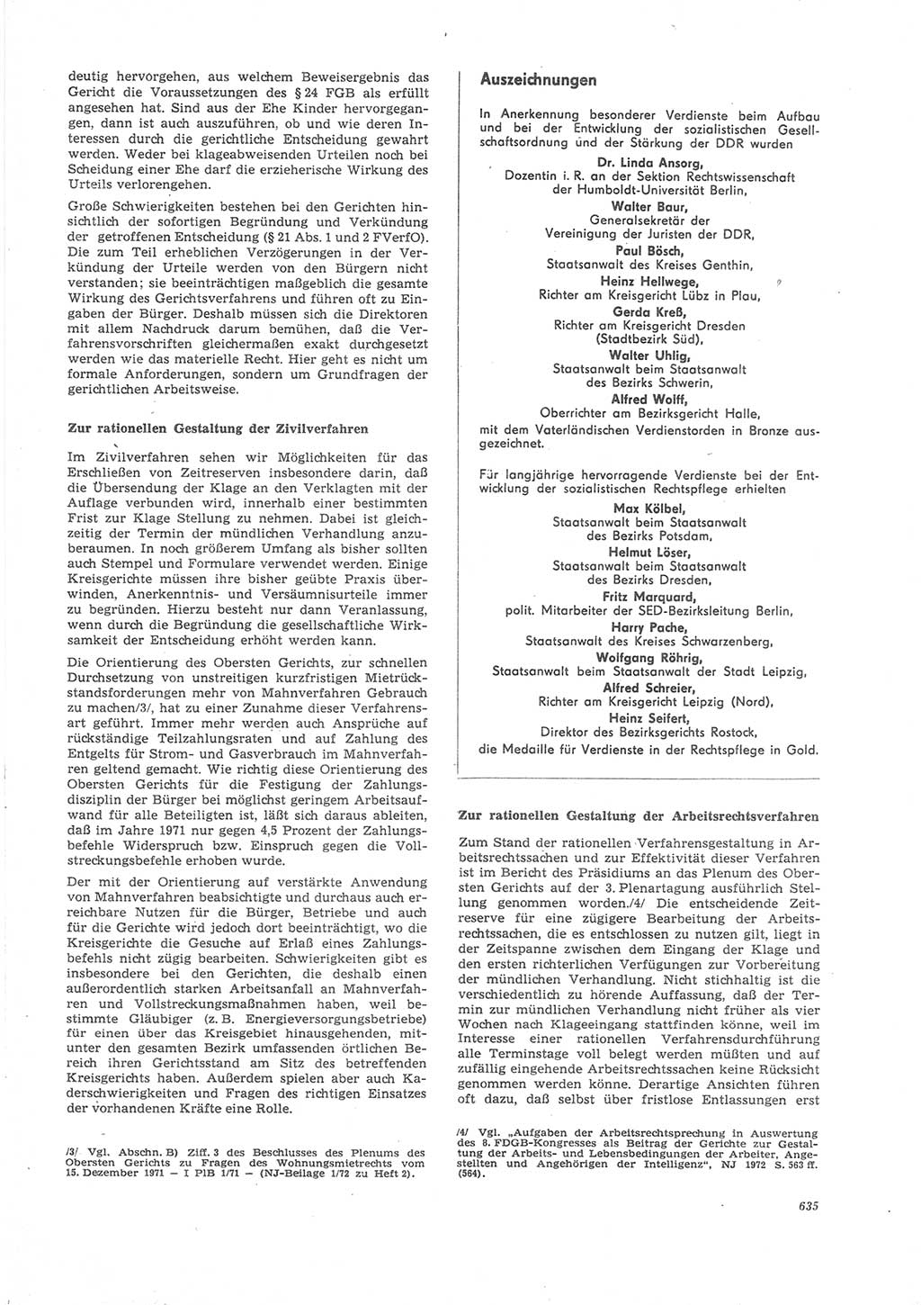 Neue Justiz (NJ), Zeitschrift für Recht und Rechtswissenschaft [Deutsche Demokratische Republik (DDR)], 26. Jahrgang 1972, Seite 635 (NJ DDR 1972, S. 635)