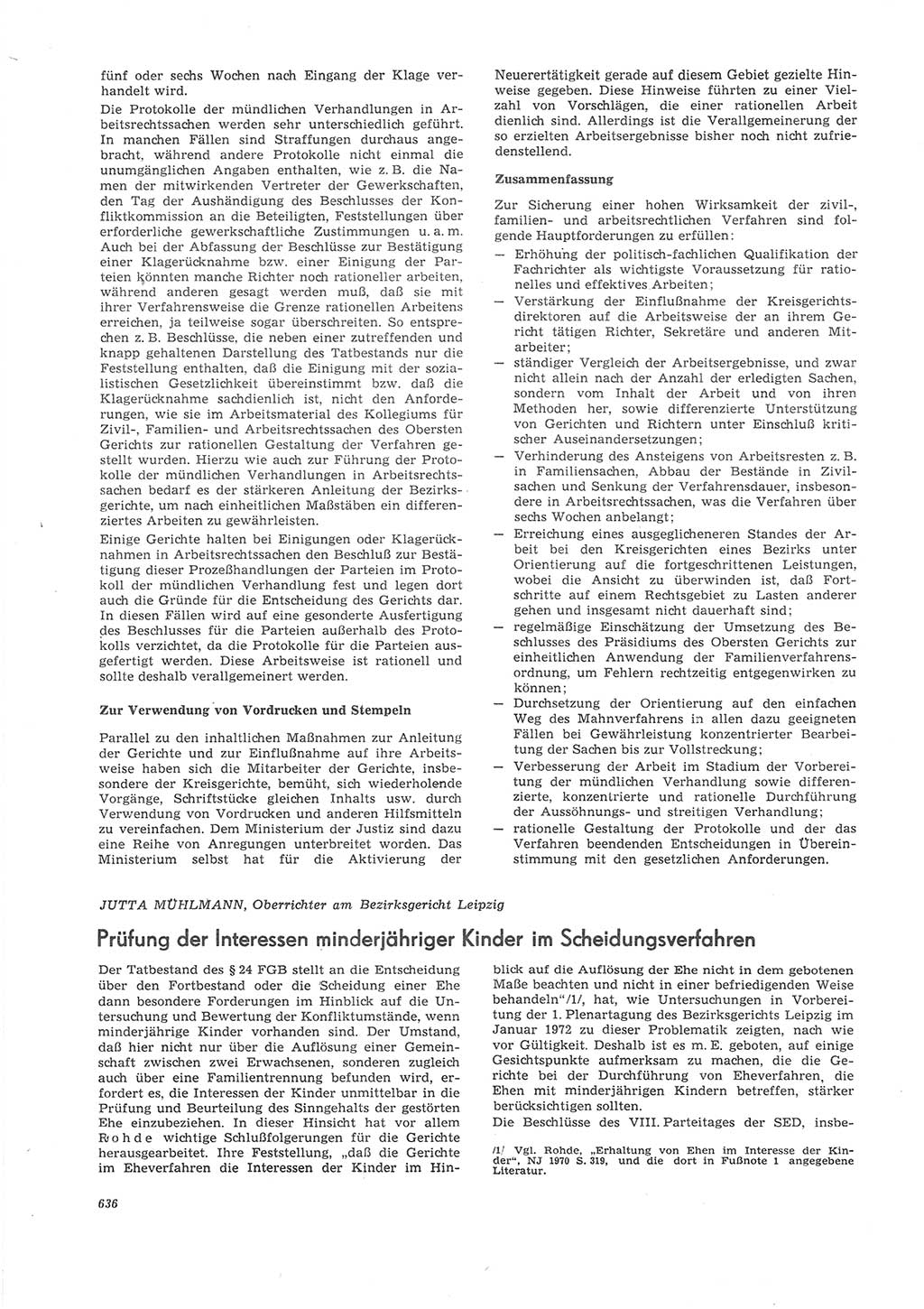 Neue Justiz (NJ), Zeitschrift für Recht und Rechtswissenschaft [Deutsche Demokratische Republik (DDR)], 26. Jahrgang 1972, Seite 636 (NJ DDR 1972, S. 636)