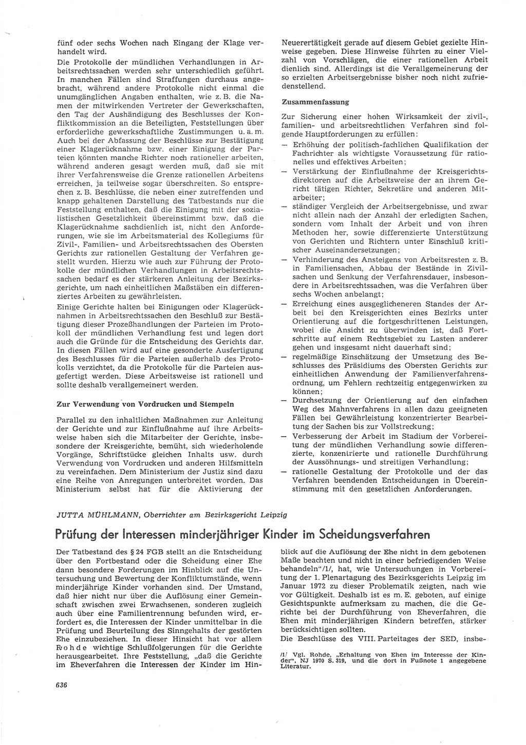 Neue Justiz (NJ), Zeitschrift für Recht und Rechtswissenschaft [Deutsche Demokratische Republik (DDR)], 26. Jahrgang 1972, Seite 636 (NJ DDR 1972, S. 636)