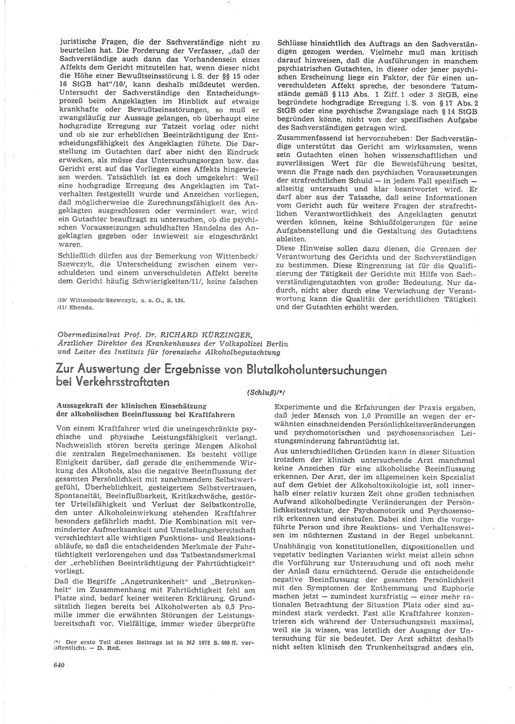 Neue Justiz (NJ), Zeitschrift für Recht und Rechtswissenschaft [Deutsche Demokratische Republik (DDR)], 26. Jahrgang 1972, Seite 640 (NJ DDR 1972, S. 640)