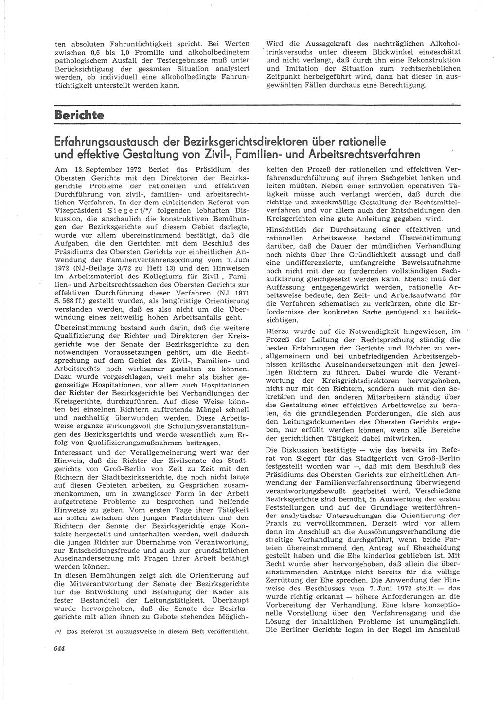 Neue Justiz (NJ), Zeitschrift für Recht und Rechtswissenschaft [Deutsche Demokratische Republik (DDR)], 26. Jahrgang 1972, Seite 644 (NJ DDR 1972, S. 644)