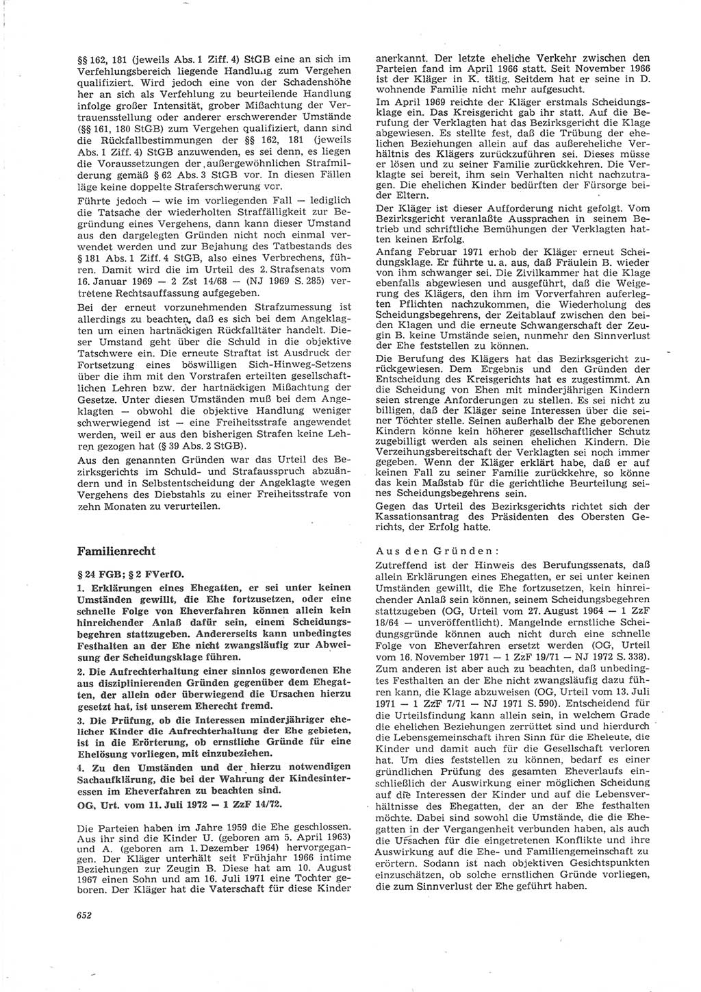 Neue Justiz (NJ), Zeitschrift für Recht und Rechtswissenschaft [Deutsche Demokratische Republik (DDR)], 26. Jahrgang 1972, Seite 652 (NJ DDR 1972, S. 652)
