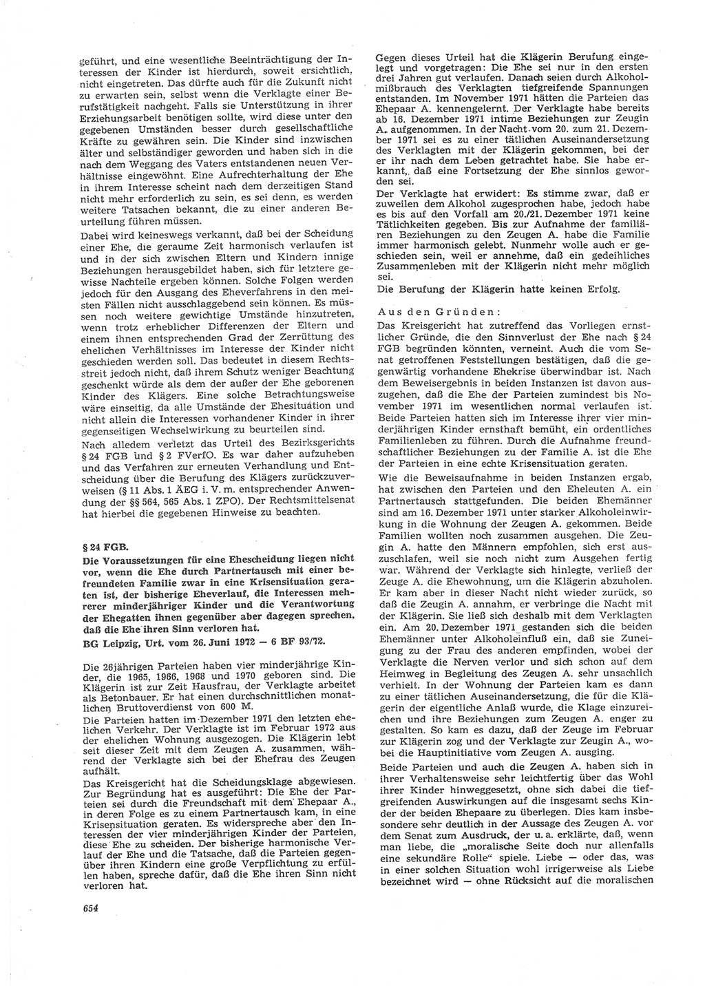 Neue Justiz (NJ), Zeitschrift für Recht und Rechtswissenschaft [Deutsche Demokratische Republik (DDR)], 26. Jahrgang 1972, Seite 654 (NJ DDR 1972, S. 654)