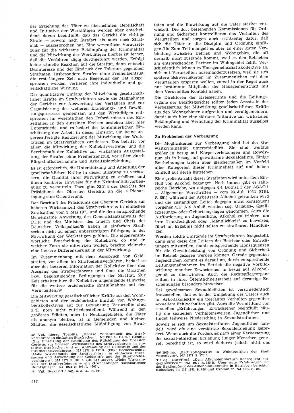 Neue Justiz (NJ), Zeitschrift für Recht und Rechtswissenschaft [Deutsche Demokratische Republik (DDR)], 26. Jahrgang 1972, Seite 672 (NJ DDR 1972, S. 672)