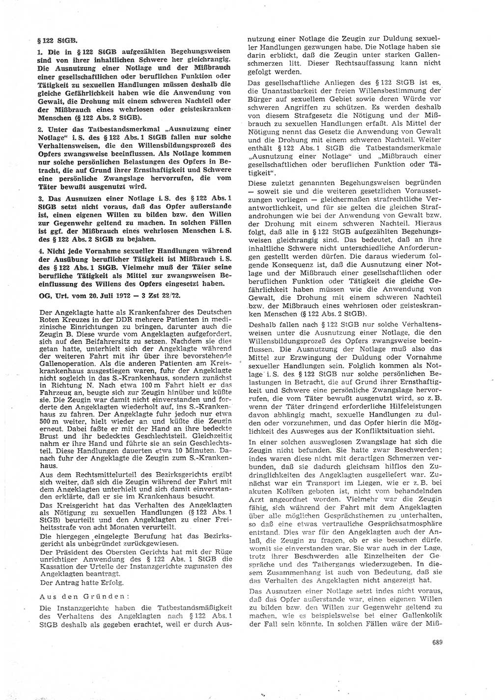 Neue Justiz (NJ), Zeitschrift für Recht und Rechtswissenschaft [Deutsche Demokratische Republik (DDR)], 26. Jahrgang 1972, Seite 689 (NJ DDR 1972, S. 689)