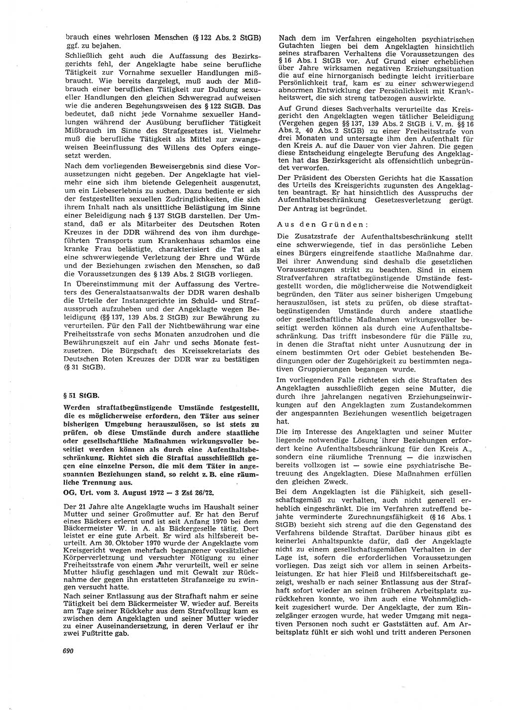 Neue Justiz (NJ), Zeitschrift für Recht und Rechtswissenschaft [Deutsche Demokratische Republik (DDR)], 26. Jahrgang 1972, Seite 690 (NJ DDR 1972, S. 690)
