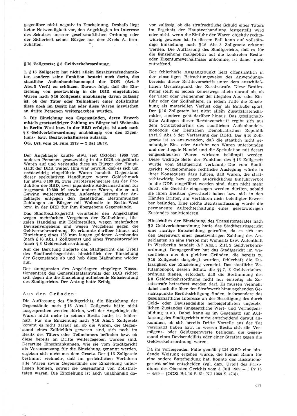 Neue Justiz (NJ), Zeitschrift für Recht und Rechtswissenschaft [Deutsche Demokratische Republik (DDR)], 26. Jahrgang 1972, Seite 691 (NJ DDR 1972, S. 691)