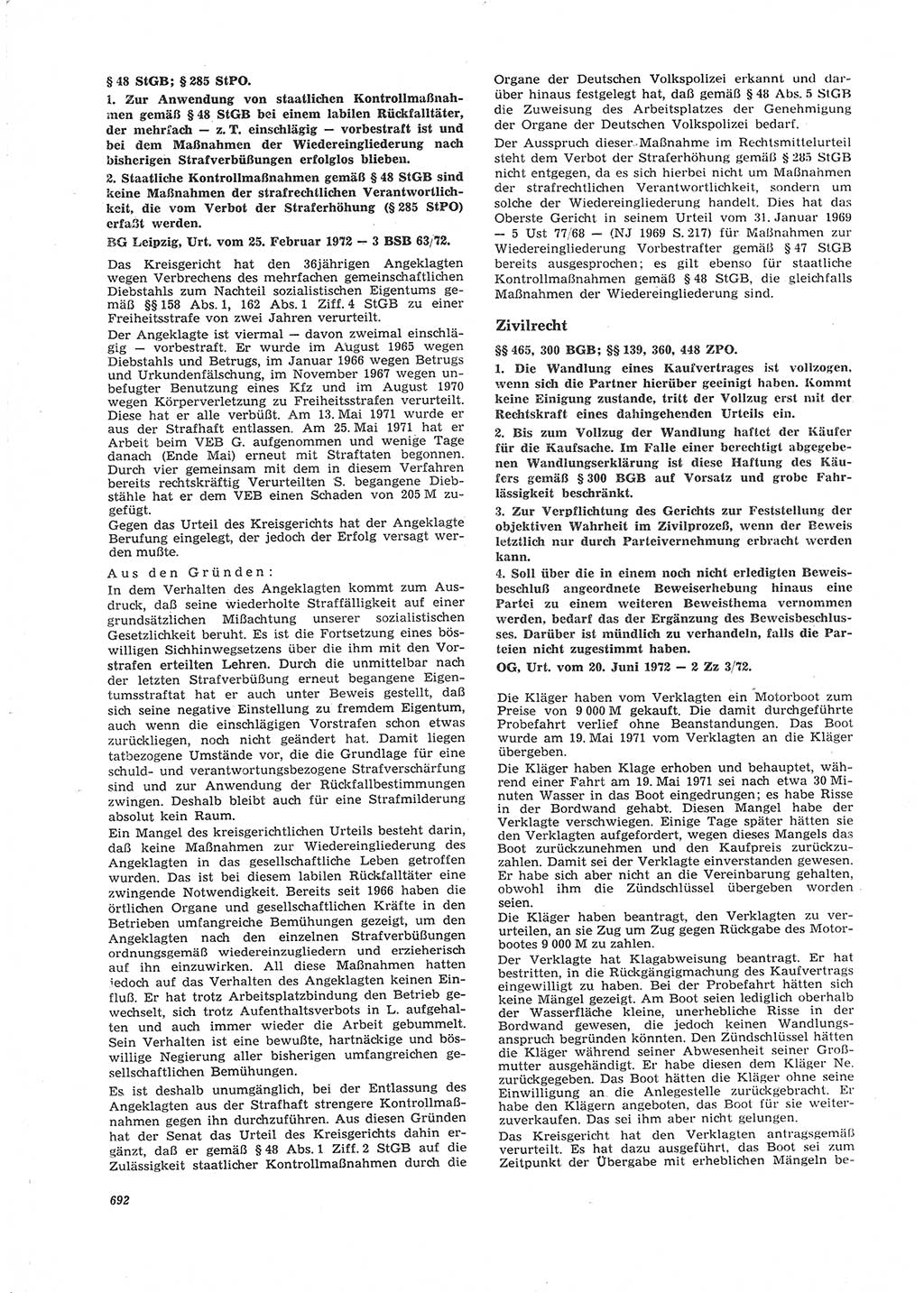 Neue Justiz (NJ), Zeitschrift für Recht und Rechtswissenschaft [Deutsche Demokratische Republik (DDR)], 26. Jahrgang 1972, Seite 692 (NJ DDR 1972, S. 692)