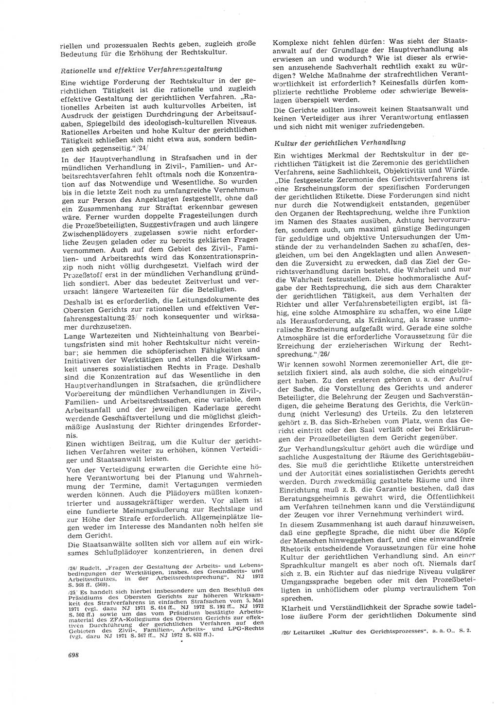 Neue Justiz (NJ), Zeitschrift für Recht und Rechtswissenschaft [Deutsche Demokratische Republik (DDR)], 26. Jahrgang 1972, Seite 698 (NJ DDR 1972, S. 698)