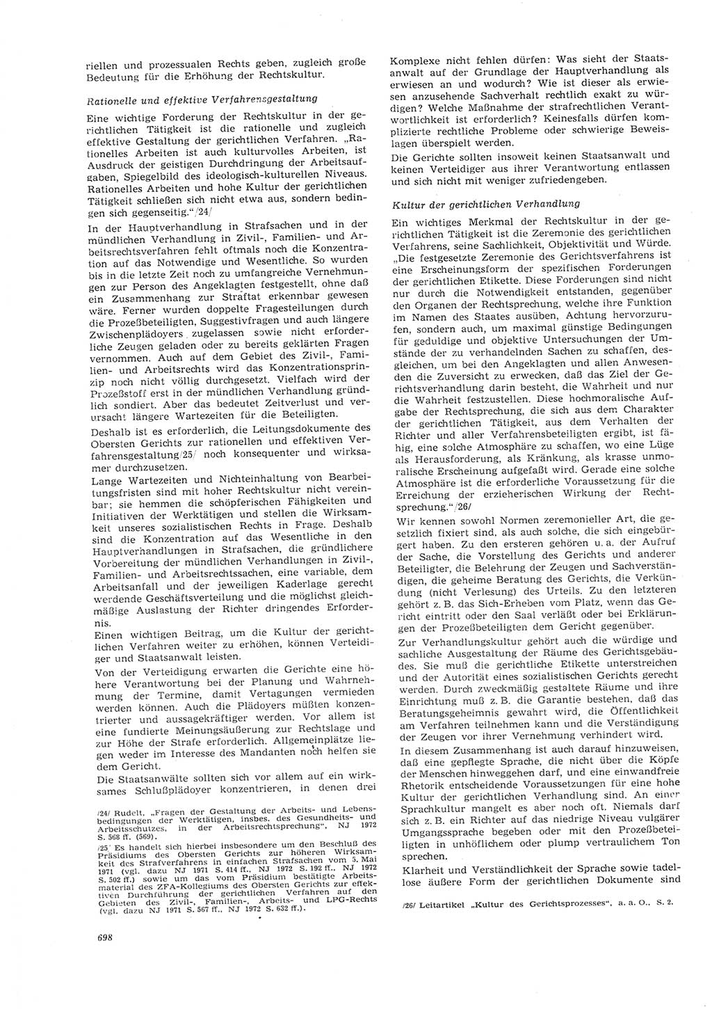 Neue Justiz (NJ), Zeitschrift für Recht und Rechtswissenschaft [Deutsche Demokratische Republik (DDR)], 26. Jahrgang 1972, Seite 698 (NJ DDR 1972, S. 698)