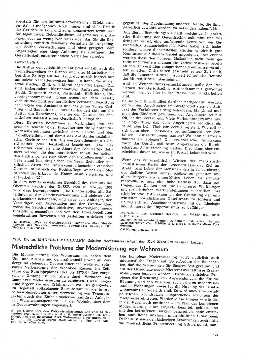 Neue Justiz (NJ), Zeitschrift für Recht und Rechtswissenschaft [Deutsche Demokratische Republik (DDR)], 26. Jahrgang 1972, Seite 699 (NJ DDR 1972, S. 699)