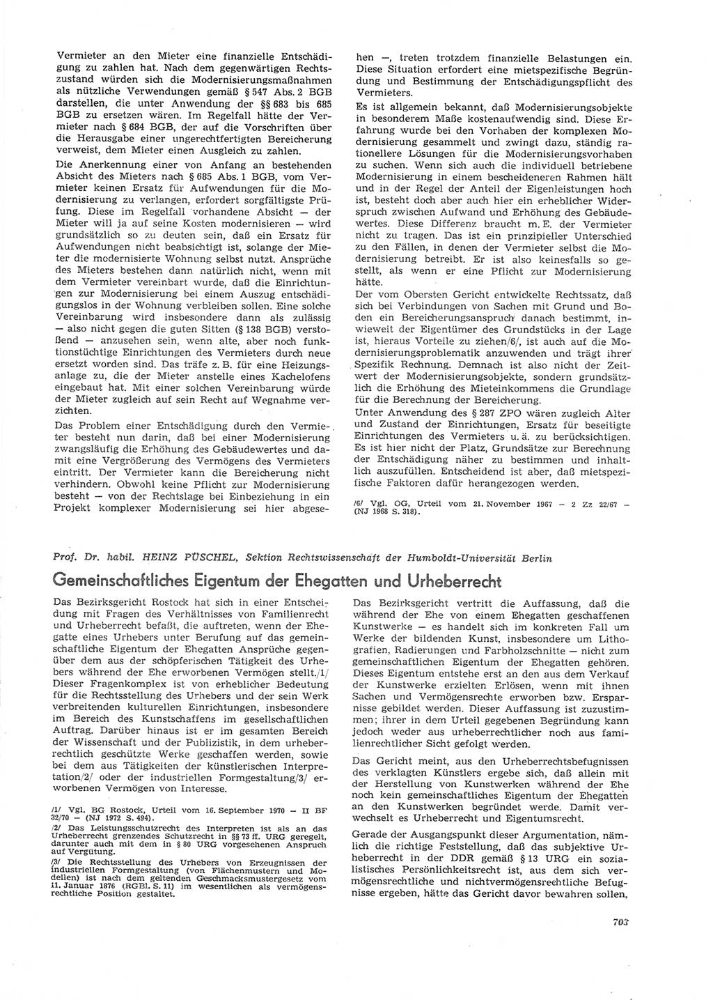 Neue Justiz (NJ), Zeitschrift für Recht und Rechtswissenschaft [Deutsche Demokratische Republik (DDR)], 26. Jahrgang 1972, Seite 703 (NJ DDR 1972, S. 703)