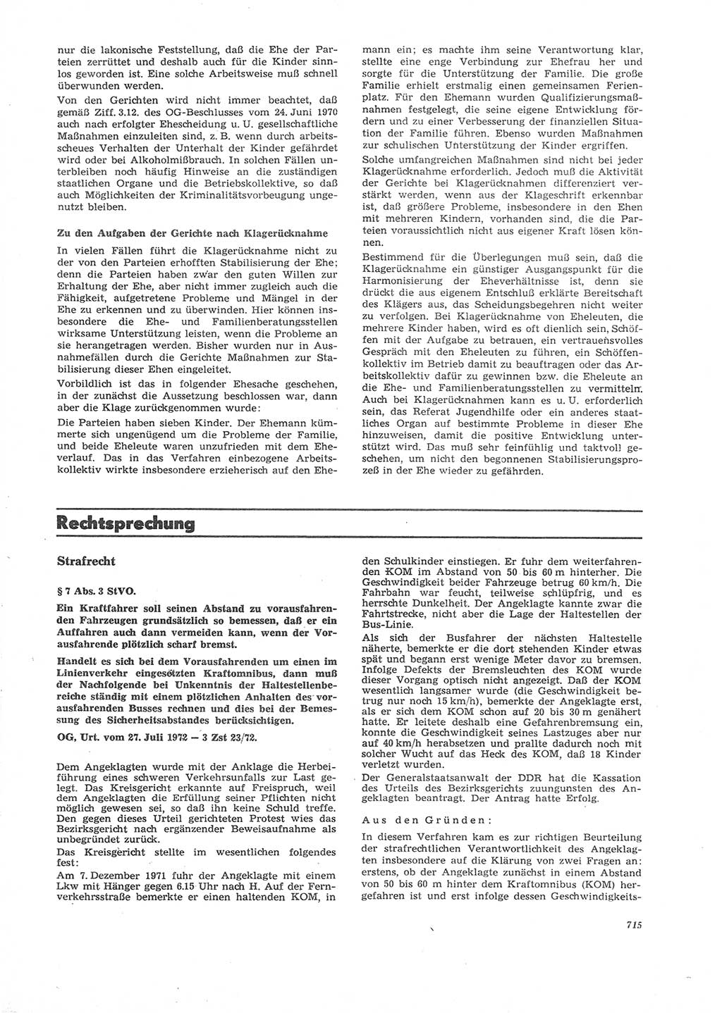 Neue Justiz (NJ), Zeitschrift für Recht und Rechtswissenschaft [Deutsche Demokratische Republik (DDR)], 26. Jahrgang 1972, Seite 715 (NJ DDR 1972, S. 715)