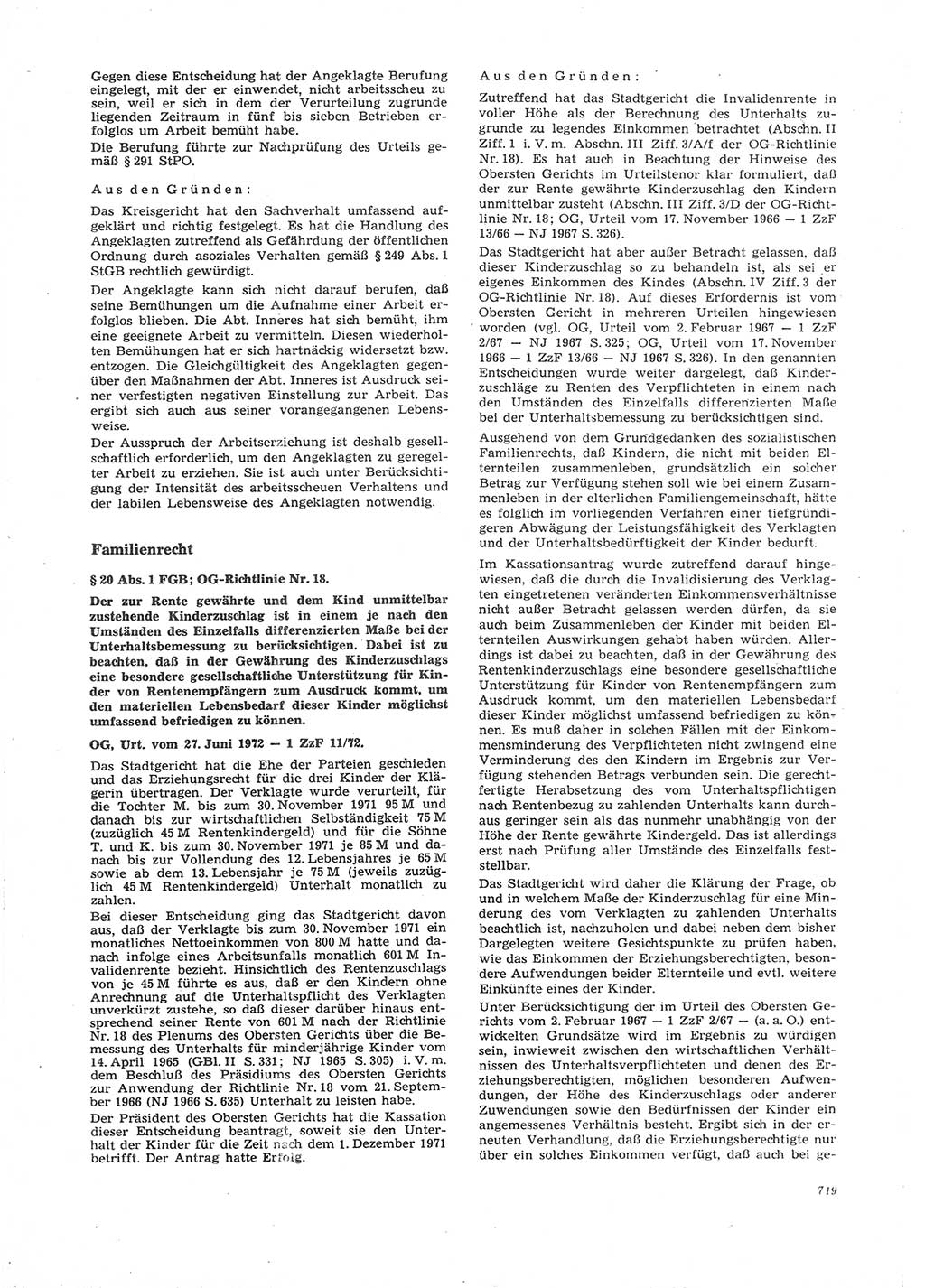 Neue Justiz (NJ), Zeitschrift für Recht und Rechtswissenschaft [Deutsche Demokratische Republik (DDR)], 26. Jahrgang 1972, Seite 719 (NJ DDR 1972, S. 719)