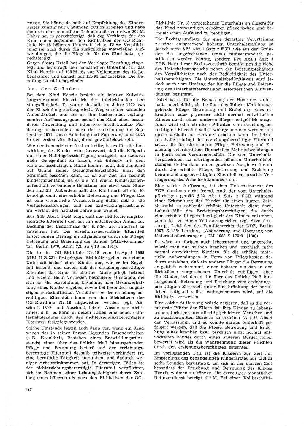Neue Justiz (NJ), Zeitschrift für Recht und Rechtswissenschaft [Deutsche Demokratische Republik (DDR)], 26. Jahrgang 1972, Seite 722 (NJ DDR 1972, S. 722)