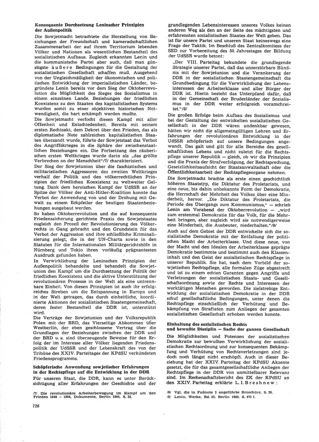 Neue Justiz (NJ), Zeitschrift für Recht und Rechtswissenschaft [Deutsche Demokratische Republik (DDR)], 26. Jahrgang 1972, Seite 726 (NJ DDR 1972, S. 726)