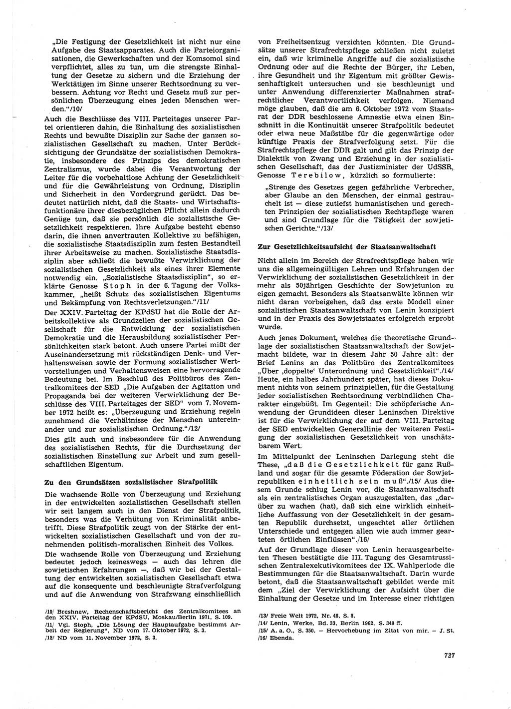 Neue Justiz (NJ), Zeitschrift für Recht und Rechtswissenschaft [Deutsche Demokratische Republik (DDR)], 26. Jahrgang 1972, Seite 727 (NJ DDR 1972, S. 727)