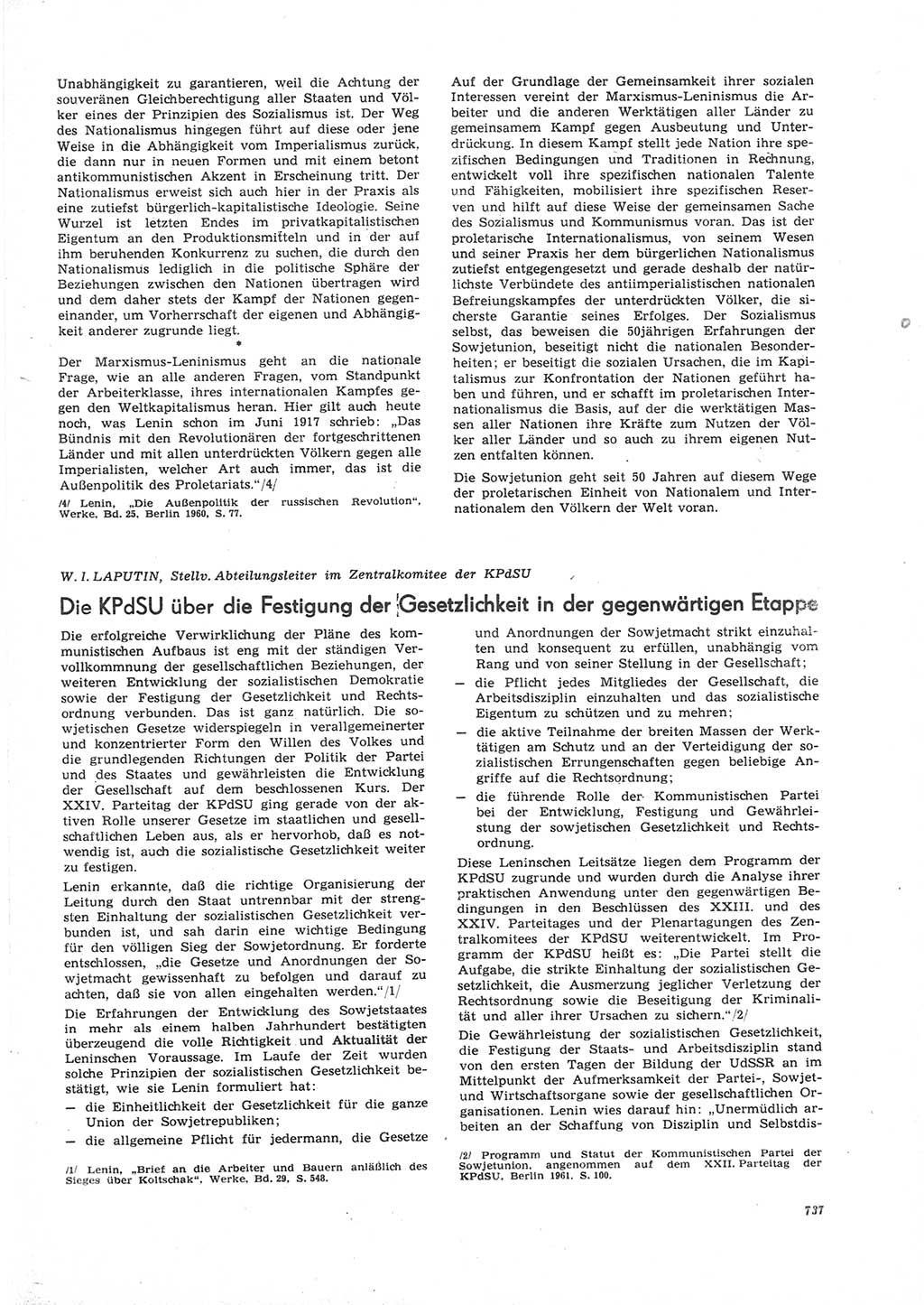 Neue Justiz (NJ), Zeitschrift für Recht und Rechtswissenschaft [Deutsche Demokratische Republik (DDR)], 26. Jahrgang 1972, Seite 737 (NJ DDR 1972, S. 737)