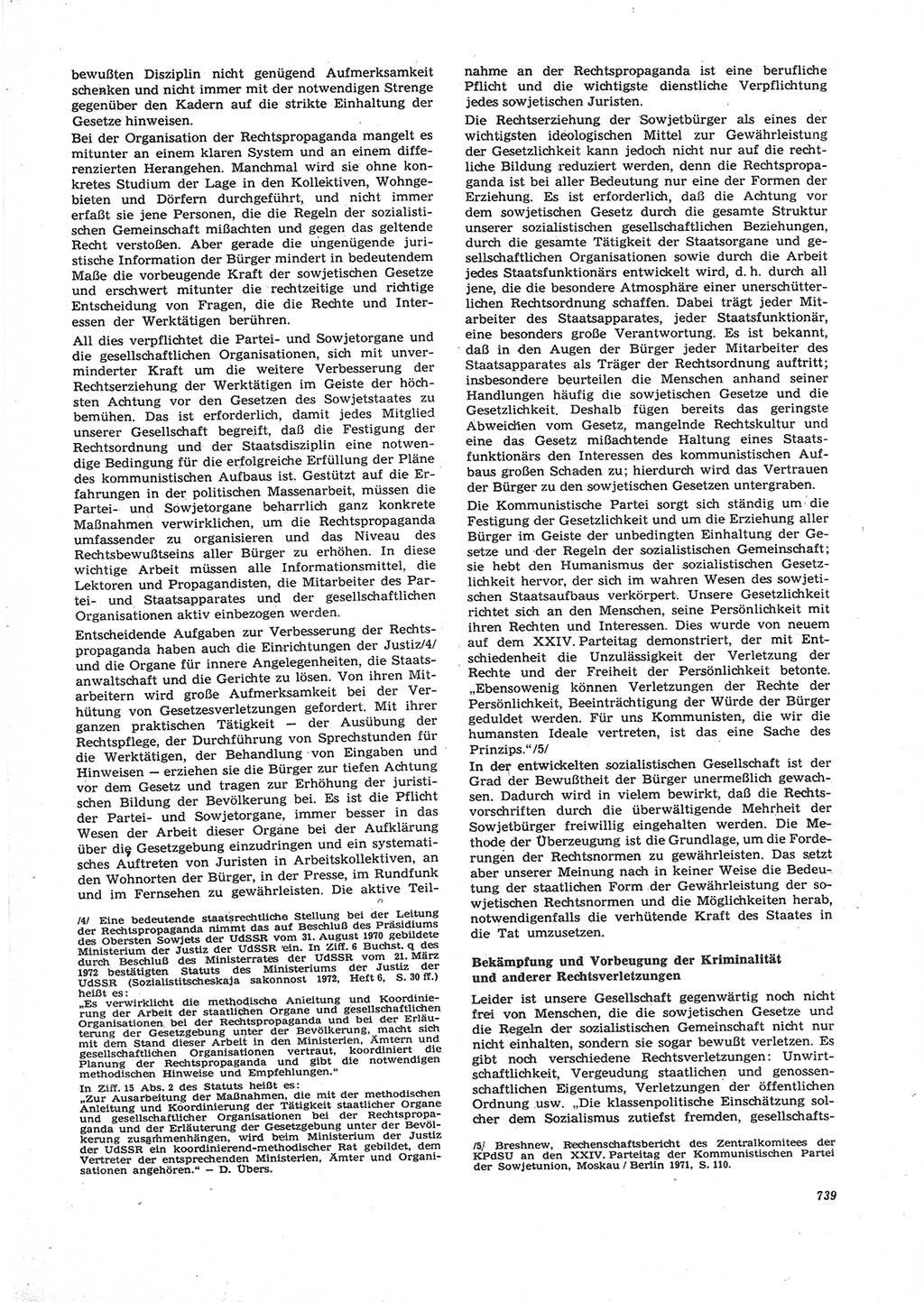 Neue Justiz (NJ), Zeitschrift für Recht und Rechtswissenschaft [Deutsche Demokratische Republik (DDR)], 26. Jahrgang 1972, Seite 739 (NJ DDR 1972, S. 739)